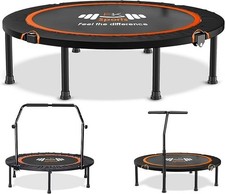 48 inch Foldable Mini Trampoline with T-Bar Handle Fitness Rebounder Red