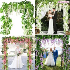 2x 7FT Artificial Wisteria Vine Garland Plant Foliage Trailing Flower Home Decor