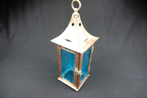 Arts crafts copper lantern - &,