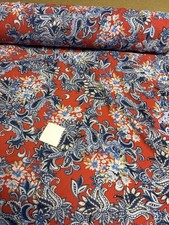 5 Metres Red Paisley Crepe De