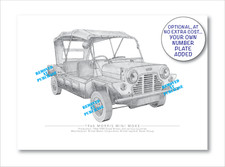 Morris Mini Moke hand-drawn A5