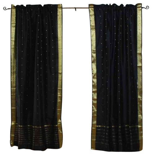 Black rod pocket sheer - black,