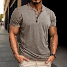Mens Henley T-shirt Short