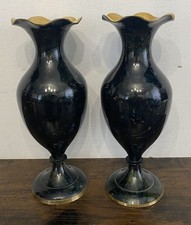 Pair Of Vintage Black Marble