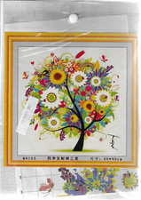 Unusual Floral Tree Stamped Cross Stitch Embroidery Kit Unused Preowned