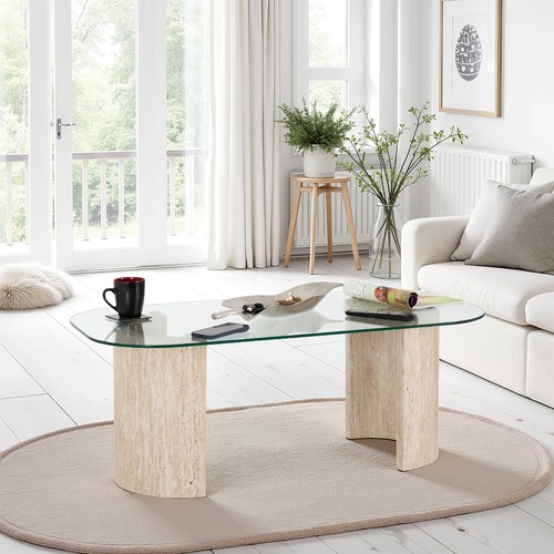 Modena oval glass coffee table - coffee,