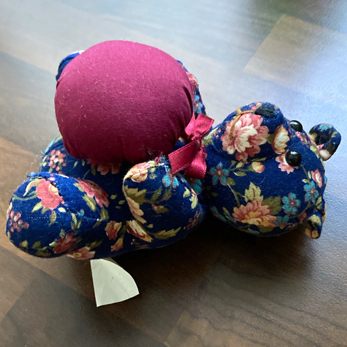 Floral fabric teddy bear pin - teddy,