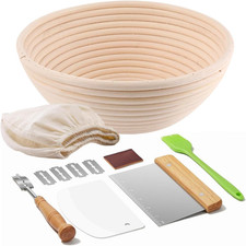 Banneton Bread Proofing Basket 11-Piece Set – Includes 9-Inch round Basket, Brea