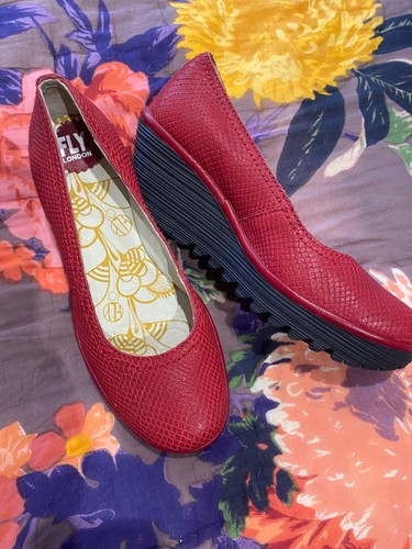 Fly london red leather slip - leather,