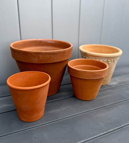 Vintage terracotta pots mixed - vintage,