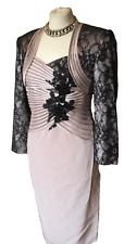 INVITE,PINK/BLACK,CORSET EMBELLISH TOP,OCCASION/RACES/WEDDING DRESS+LACE BOLERO