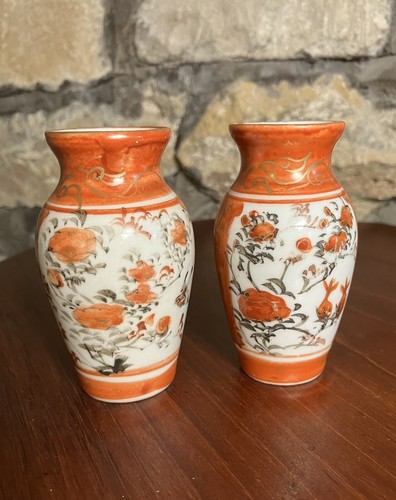 Japanese kutani vases - kutani,