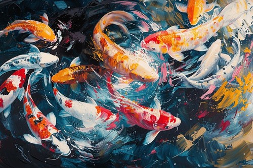 Japanese koi carp canvas - japanese,