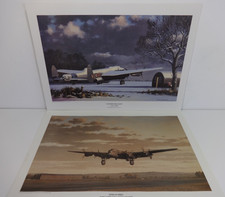 Keith Woodcock Avation Art Prints Vintage Pair Lancaster Bombers 40cm
