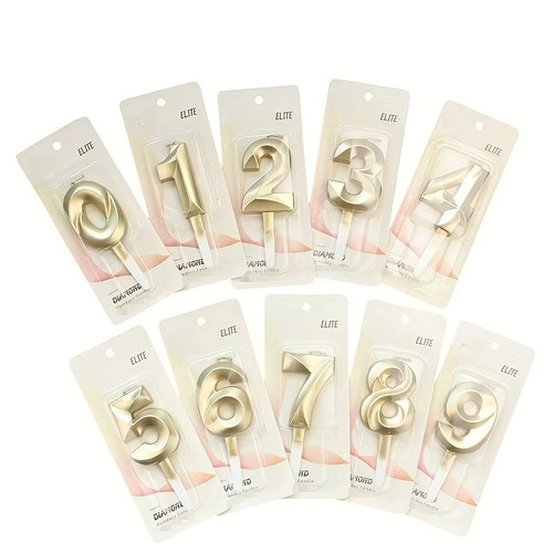 Gold diamond number candles - number,