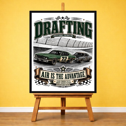 Drafting racing vintage poster - racing,