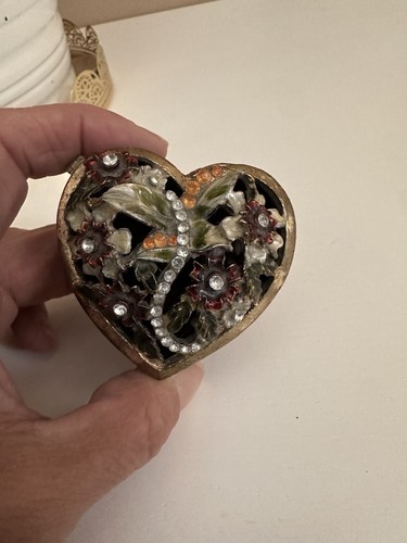 Vintage enamel heart trinket - vintage,