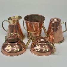 Vintage Collection 5 Small Copper & Brass Pot Ornaments Stamped Made In England