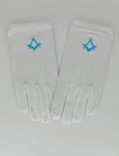 Quality Regalia 100% Cotton White Craft Masonic Sq & Compass Lodge Gloves 