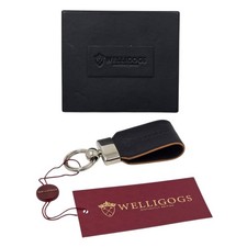 Welligogs Black Leather Keyring - Tan Trim