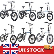 20 Inch Folding Men Women Bike 7-Speed Folding City Bike With Front & Rear Rack