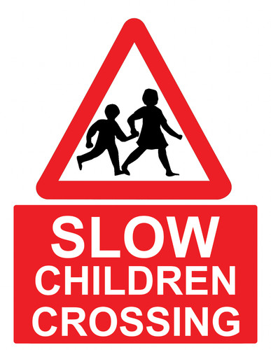 Slow children crossing road - crossing,