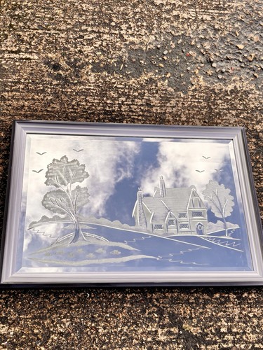 Vintage mcm etched - etched, mirror