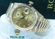 ROLEX  18K 36MM FULL GOLD DAYDATE  BOX AND PAPERS