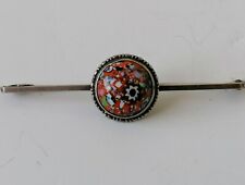 Brooch Antique Millifiori Art Deco Glass 925 Silver Thomas Mott TLM Bar Unusual