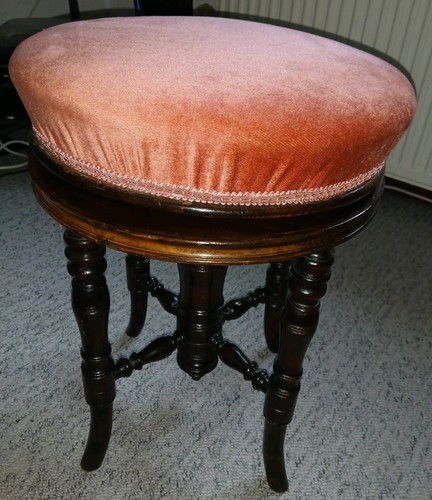 Vintage walnut piano stool - walnut,