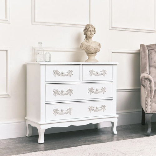 White wooden chest drawers - wooden,