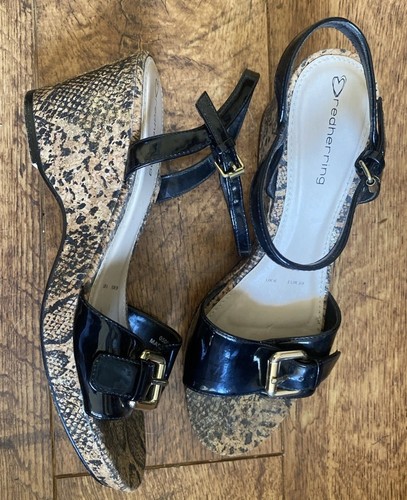Black faux patent sandal - faux,