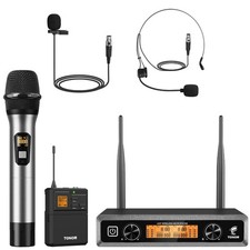 TONOR TW821 UHF Wireless Microphones System with Metal Cordless Handheld/Headset