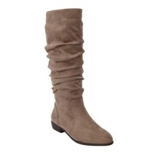 Comfortview dark taupe Shelly  Faux Suede Extra Wide Width Calf Boots NEW 8.5WW