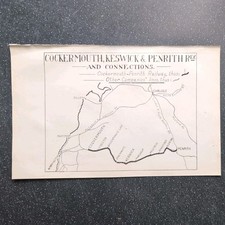 Original 1920 Map Of Cockermouth Keswick and Penrith Railway  General Map