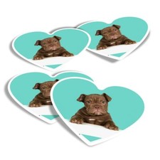 4x Heart Stickers - Cute Old English Bulldog Puppy Dog #21422