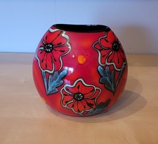 STUNNING POOLE POTTERY POPPY FIELD PURSE VASE ~ INITIALLED JB