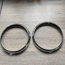 2 x Chrome 7" Headlight  Rims  For Classic Cars Minis Morris Riley Land Rover