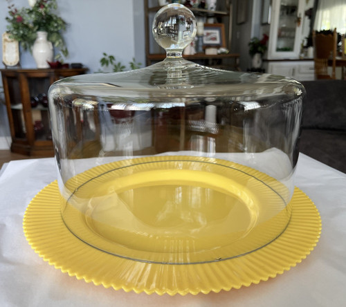 Vintage glass cake - dome, lid