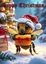 HONEY BEE CARD WITH A HONEY