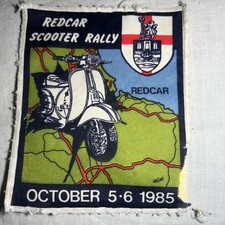 Redcar Scooter Rally Patch 1985 12cm X 15cm Vintage Fabric