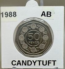 1988 Gibraltar 50p Candytuft Flower Coin (AB Die Mark) – Circulated