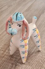 Kitsch Poodle Dog Art Pottery Hand Painted Figurine (Blue/Red/Yellow)