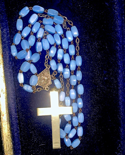 Blue plastic rosary - plastic, beads