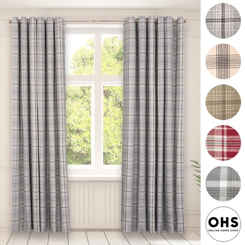 Ohs check eyelet curtains - eyelet,