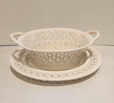 Leeds Pottery Creamware Reticulated Basket with Matching Saucer – Vintage