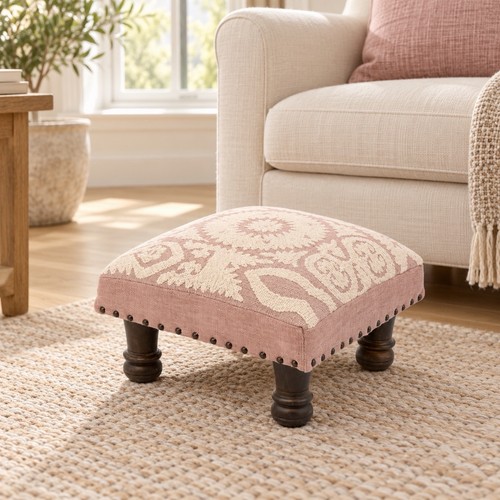 Pink cream embroidered foot - pink, &
