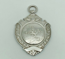 Vintage 1937 Sterling Silver Football Pictorial Engraved Large Heavy Medal Fob
