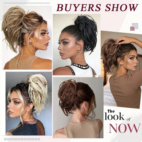 Women curly messy bun - messy,