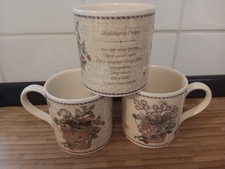 Wedgwood Sarah's Garden Mugs x 3  Strawberry Cream Recipe